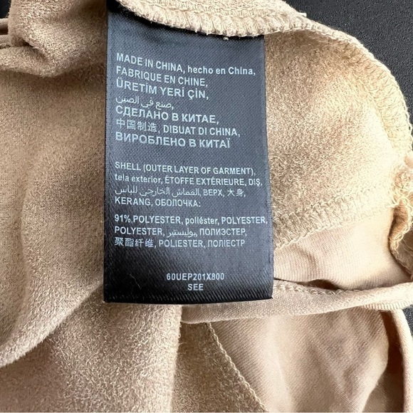 Bebe bodysuit Women large Top suede Tan Beige Keyhole V Neck Cut Out E - Picture 7 of 7